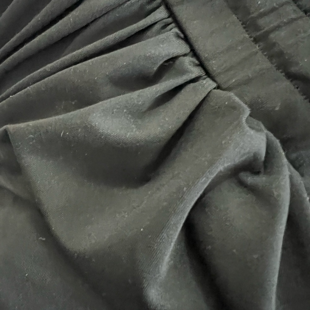 Black Skorts with Elastic Waistband and Pleated Overlay - Picture 3 of 3